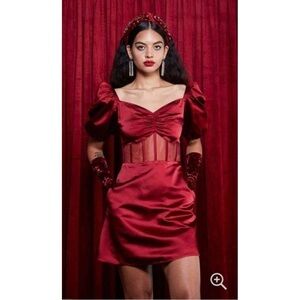 Autumn Adeigbo Clarette Dress Deep Red Womens Size 10 NEW